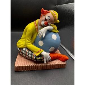 Vintage 1970s The Toscany Collection Clown Porcelain Spotted Ball Japan Sleeping